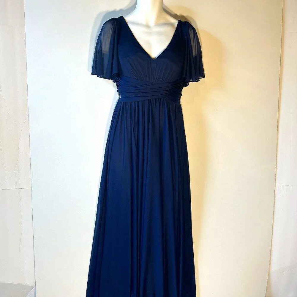 David's Bridal Navy Blue Maternity Wedding Dress - Picture 2 of 10